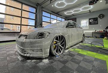 Swisstrax Tile Flooring in a commercial detailing shop